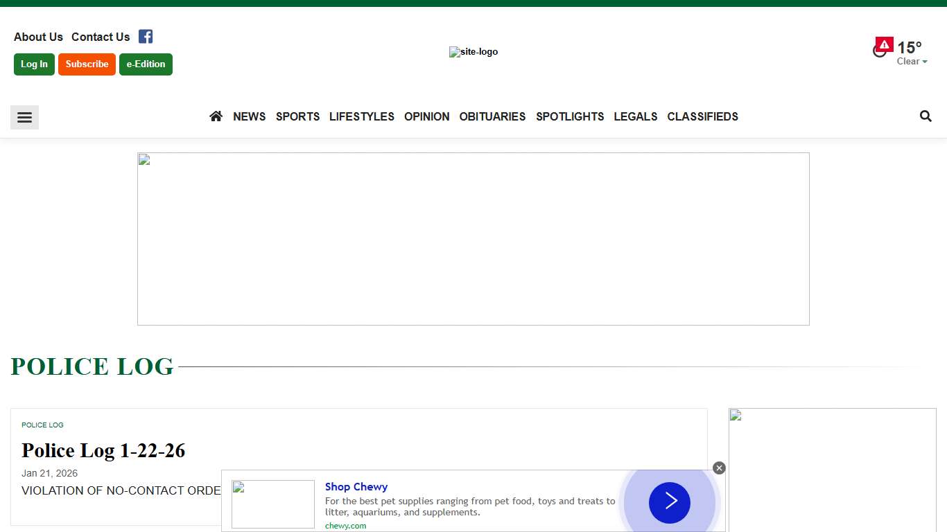 Police Log cranstononline.com